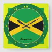 ジャマイカ国旗とジャマイカトレンディーファッション/デザイン スクエア壁時計 (正面)