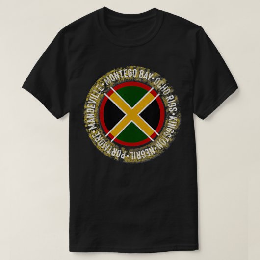 ジャマイカ国旗とジャマイカ Tシャツ (デザイン正面)