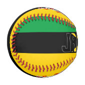 ジャマイカ国旗と紋章愛国的なコート 野球ボール (正面左)