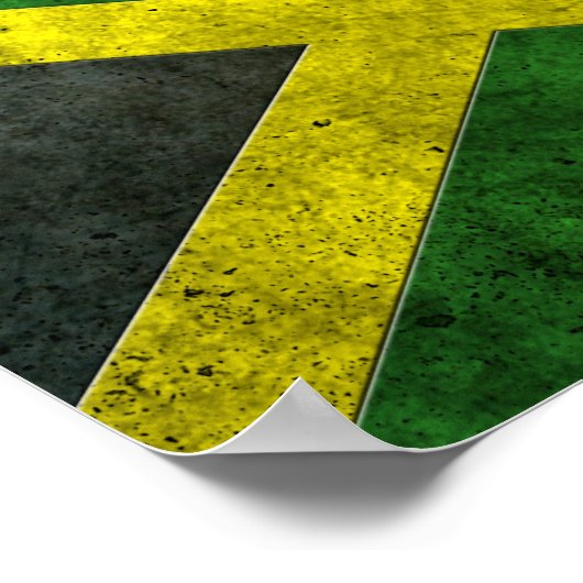 ジャマイカ国旗のエージングスチール効果 ポスター (角)