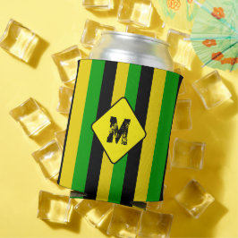 ジャマイカ国旗のカラーストライプのモノグラムビール 缶クーラー