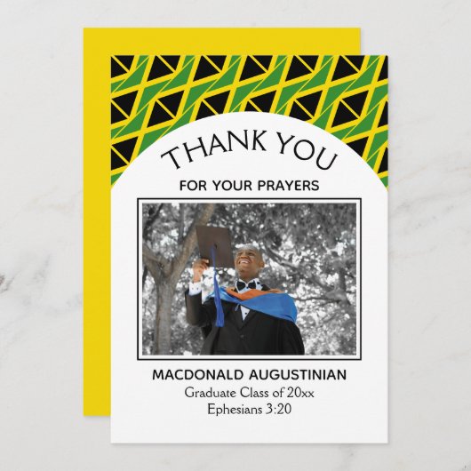 ジャマイカ国旗の大学院写真 サンキューカード (正面/裏面)