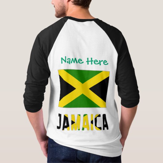 ジャマイカ国旗の緑の個人用設定 Tシャツ (裏面)