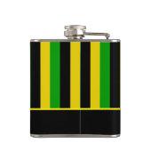 ジャマイカ国旗の色のストライプ付いた名前の追加 フラスク (裏面)