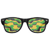 ジャマイカ国旗の色の波線パターン レトロサングラス (正面)