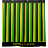 ジャマイカ国旗の色ストライプの シャワーカーテン (正面)