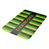 ジャマイカ国旗の色ストライプの バスマット (アングル)