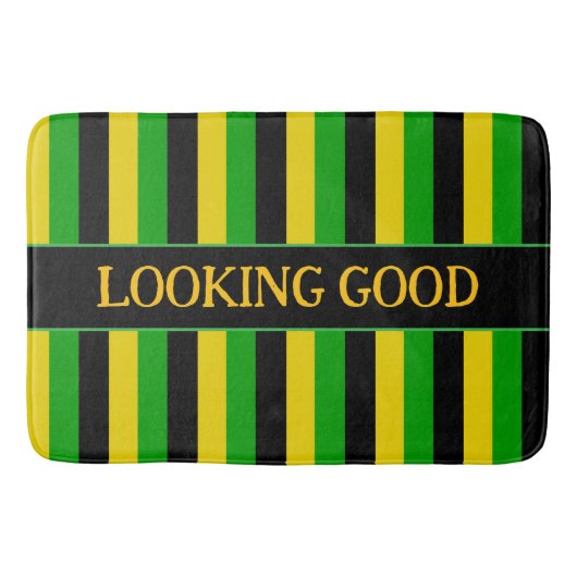 ジャマイカ国旗の色ストライプの バスマット (正面)