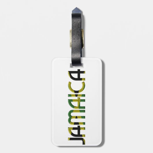 ジャマイカ国旗の色タイポグラフィ土産 ラゲッジタグ (裏面縦)