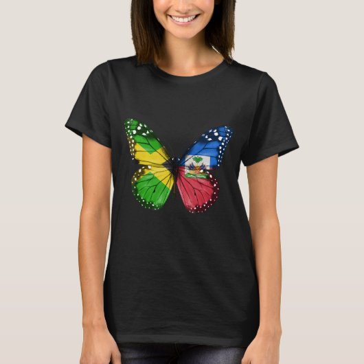 ジャマイカ国旗の蝶 Tシャツ (正面)