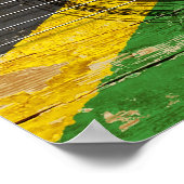 ジャマイカ国旗を持つオールドアコースティックギター ポスター (角)