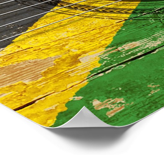 ジャマイカ国旗を持つオールドアコースティックギター ポスター (角)