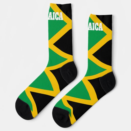 ジャマイカ国旗を持つクルーソックス ソックス (左)