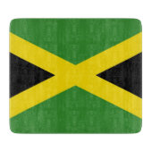 ジャマイカ国旗を持つ小さなガラス板 カッティングボード (正面)