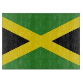 ジャマイカ国旗を掲げたガラス板 カッティングボード (正面)