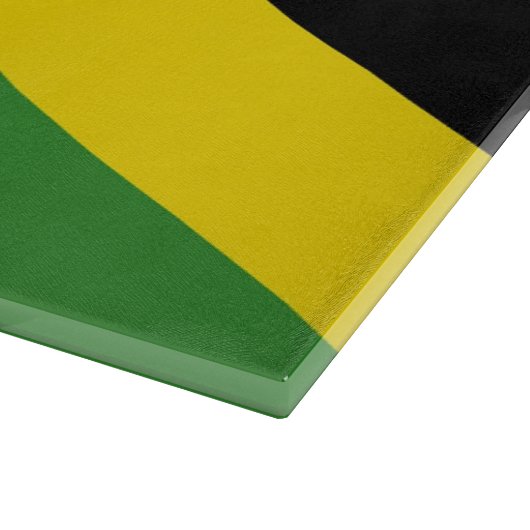 ジャマイカ国旗を掲げたガラス板 カッティングボード (角)