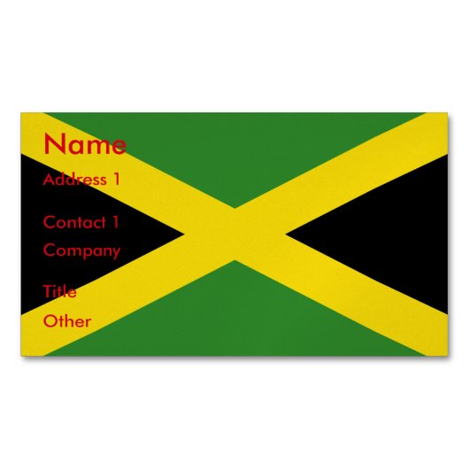 ジャマイカ国旗を掲げた名刺マグネット マグネット名刺 (正面)