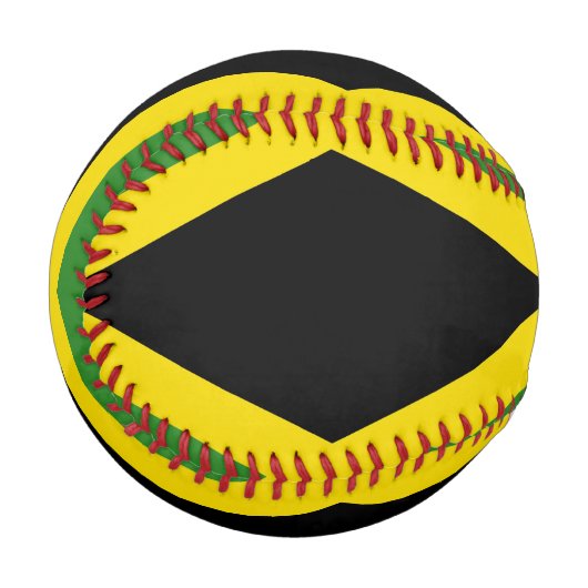 ジャマイカ国旗を掲げた愛国野球 野球ボール (正面左)