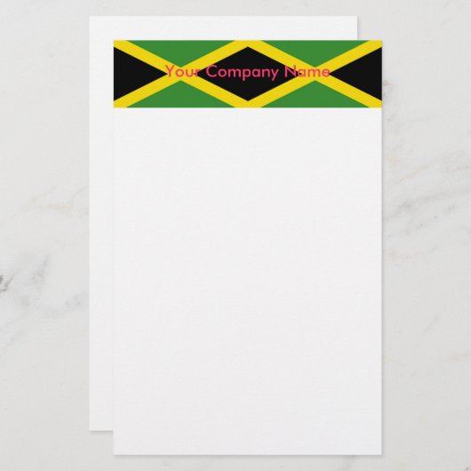 ジャマイカ国旗を掲げた文房具 便箋 (正面/裏面)