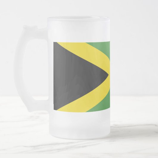 ジャマイカ国旗を掲げた曇りガラス製マグカップ フロストグラスビールジョッキ (左)