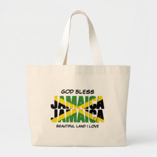 ジャマイカ国旗を祝福する ラージトートバッグ