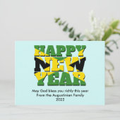 ジャマイカ国旗クリスチャン新年おめでとう シーズンカード (スタンド正面)