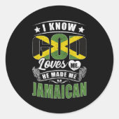 ジャマイカ国旗ジャマイカが私をジャマイカ人に愛す ラウンドシール (正面)