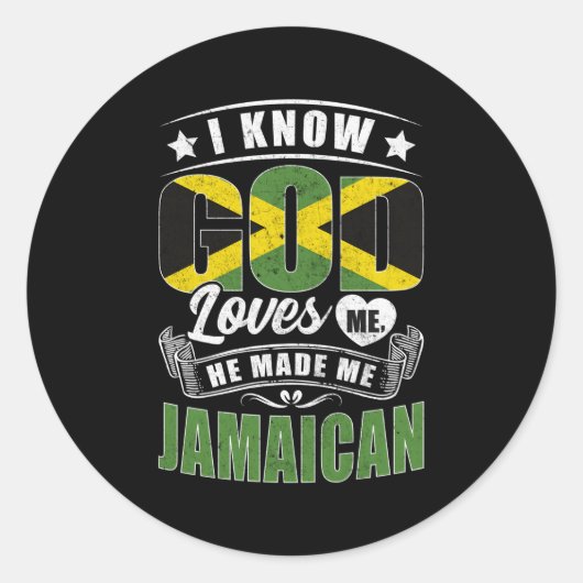 ジャマイカ国旗ジャマイカが私をジャマイカ人に愛す ラウンドシール (正面)