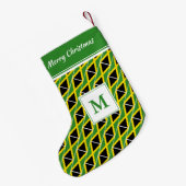 ジャマイカ国旗モノグラムカスタム文字 スモールクリスマスストッキング (裏面 (吊り時))