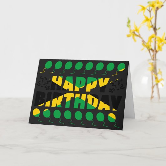 ジャマイカ国旗愛国誕生日 カード (黄色い花)