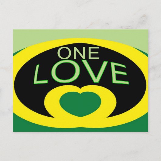 ジャマイカ国旗1ラブハートデザイン ポストカード (正面)