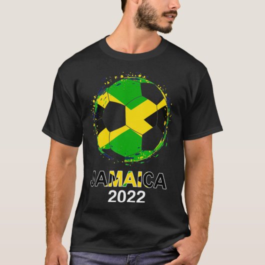 ジャマイカ国旗2022支持者ジャマイカサッカーチームJ Tシャツ (正面)