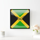 ジャマイカ国旗 スクエア壁時計 (ホーム)