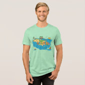 ジャマイカ島の地図 トライブレンドTシャツ (正面全面)