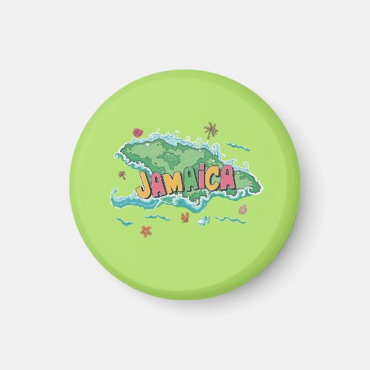 ジャマイカ島ウォーターカラーマップ マグネット (正面)