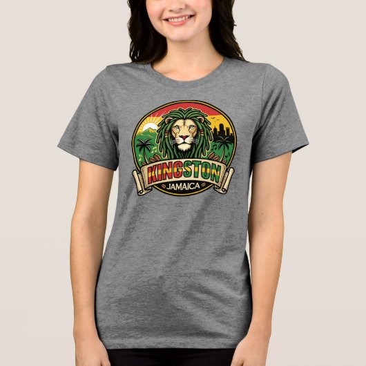 ジャマイカ島カリブ海 キングストン トライブレンドTシャツ (正面)