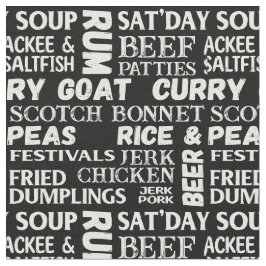 ジャマイカ料理タイポグラフィ白黒パターン ファブリック