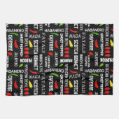 ジャマイカ料理ホットチリチリズパターン キッチンタオル (横)