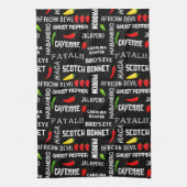 ジャマイカ料理ホットチリチリズパターン キッチンタオル (縦)