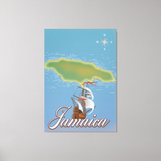 ジャマイカ旅行島地図 キャンバスプリント (正面)