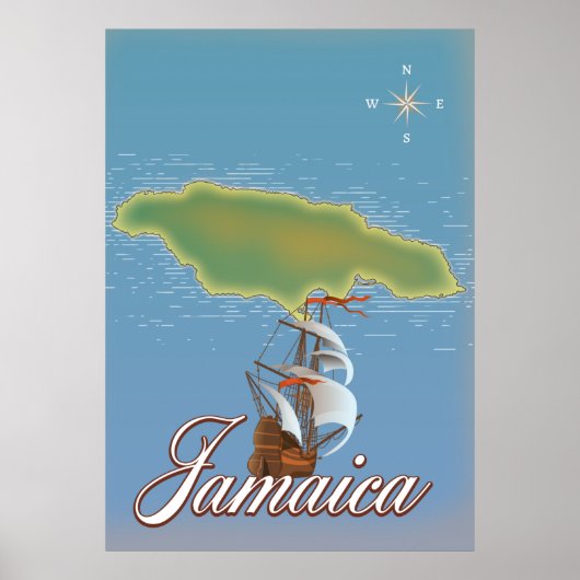 ジャマイカ旅行島地図 ポスター (正面)