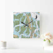 ジャマイカ湾ニューヨークのチャート スクエア壁時計 (ホーム)