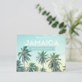 ジャマイカ熱帯ビーチ結婚式セーブザデーツ 案内ポストカード (スタンド正面)