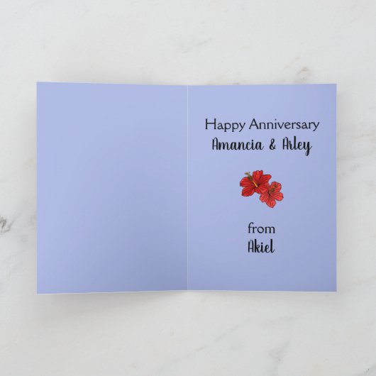 ジャマイカ熱帯ヤシと花の記念日 カード (内部)