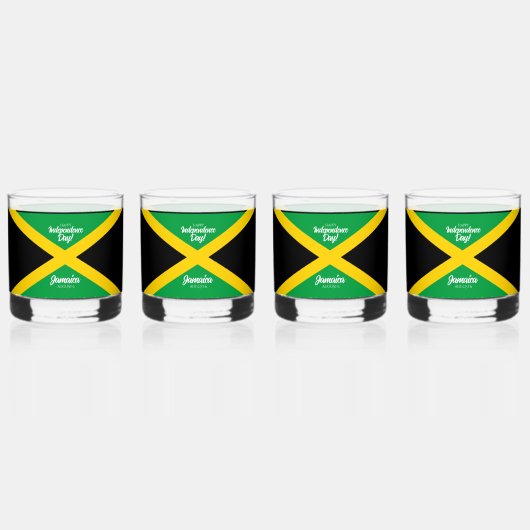 ジャマイカ独立記念日ジャマイカ国旗 ウイスキーグラス (裏面)