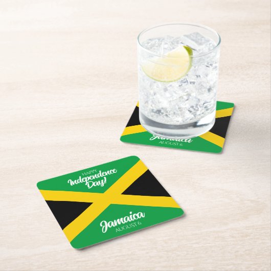 ジャマイカ独立記念日ジャマイカ国旗 スクエアペーパーコースター (インサイチュ)