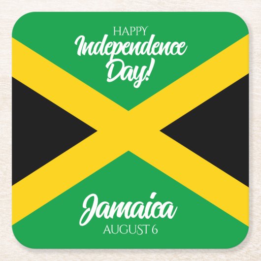 ジャマイカ独立記念日ジャマイカ国旗 スクエアペーパーコースター (正面)