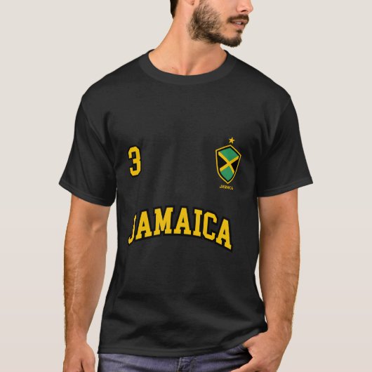 ジャマイカ第3回サッカーチームスポーツジャマイカ国旗 Tシャツ (正面)