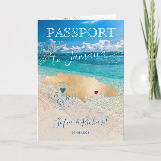 ジャマイカ結婚の旅行先パスポートの地図 招待状 (正面)