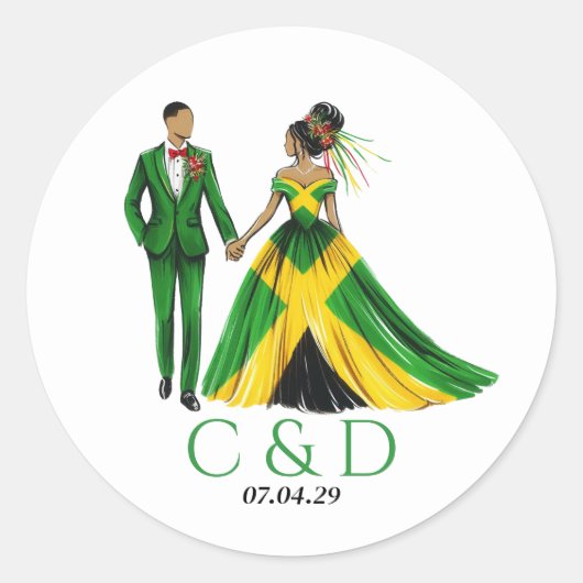 ジャマイカ結婚カップル ラウンドシール (正面)